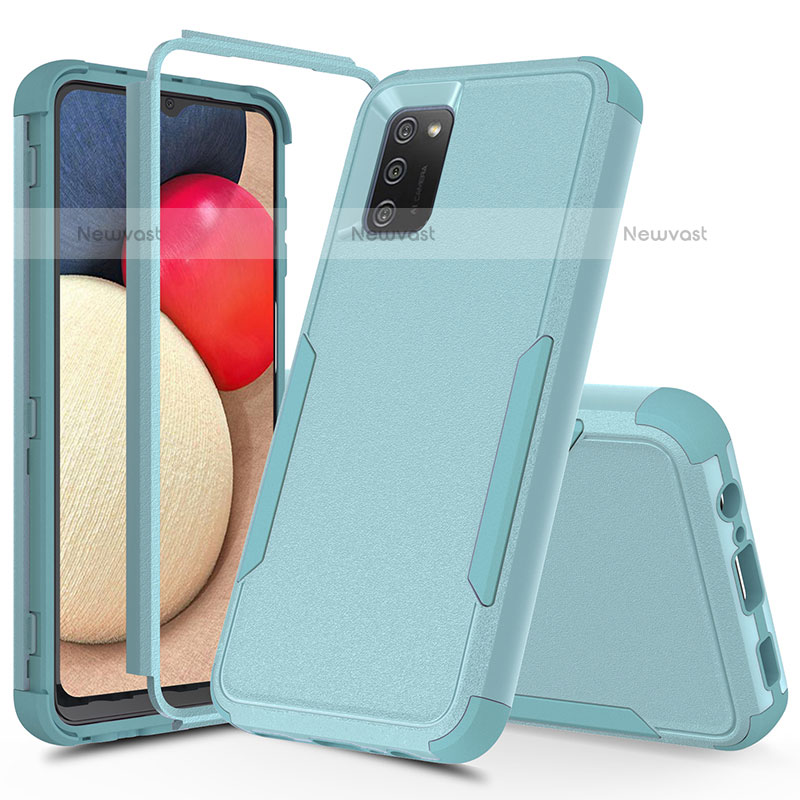 Silicone Matte Finish and Plastic Back Cover Case 360 Degrees MQ1 for Samsung Galaxy A02s Mint Blue