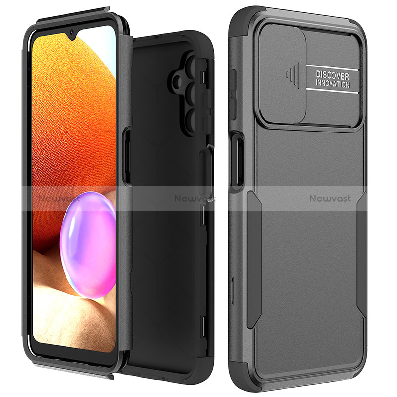 Silicone Matte Finish and Plastic Back Cover Case 360 Degrees MQ1 for Samsung Galaxy A04s Black