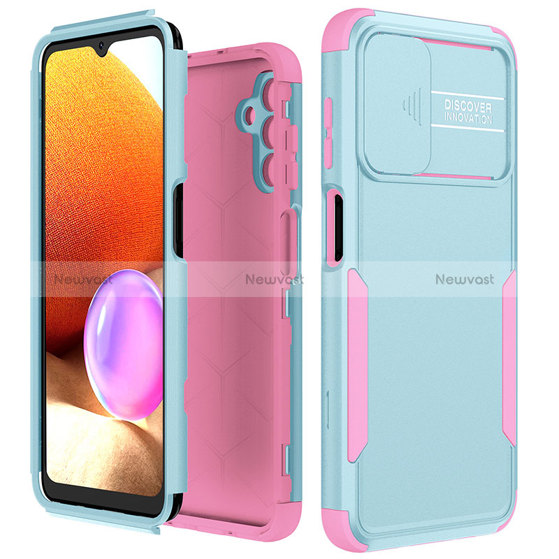 Silicone Matte Finish and Plastic Back Cover Case 360 Degrees MQ1 for Samsung Galaxy A04s Hot Pink