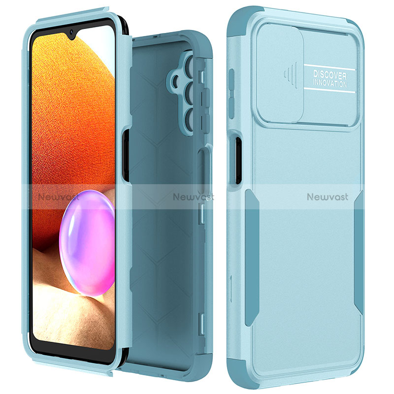 Silicone Matte Finish and Plastic Back Cover Case 360 Degrees MQ1 for Samsung Galaxy A04s Mint Blue