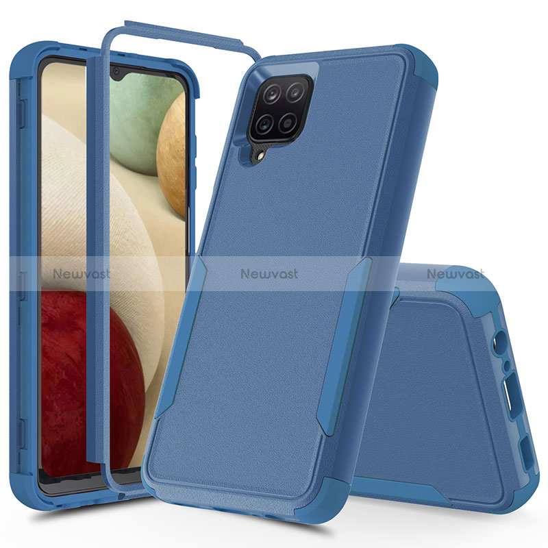 Silicone Matte Finish and Plastic Back Cover Case 360 Degrees MQ1 for Samsung Galaxy A12 5G Blue