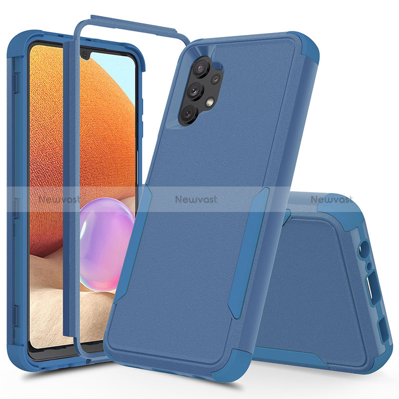 Silicone Matte Finish and Plastic Back Cover Case 360 Degrees MQ1 for Samsung Galaxy A32 4G Blue