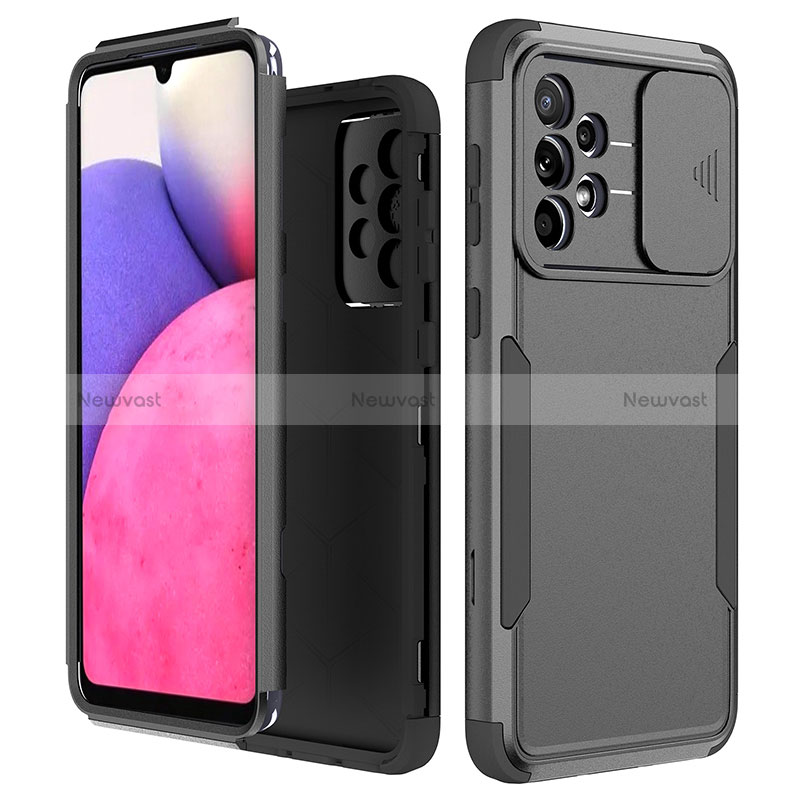 Silicone Matte Finish and Plastic Back Cover Case 360 Degrees MQ1 for Samsung Galaxy A33 5G Black