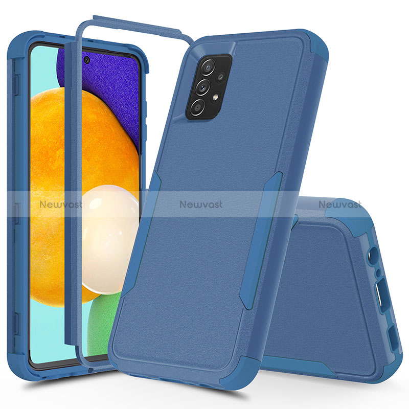 Silicone Matte Finish and Plastic Back Cover Case 360 Degrees MQ1 for Samsung Galaxy A52 4G Blue