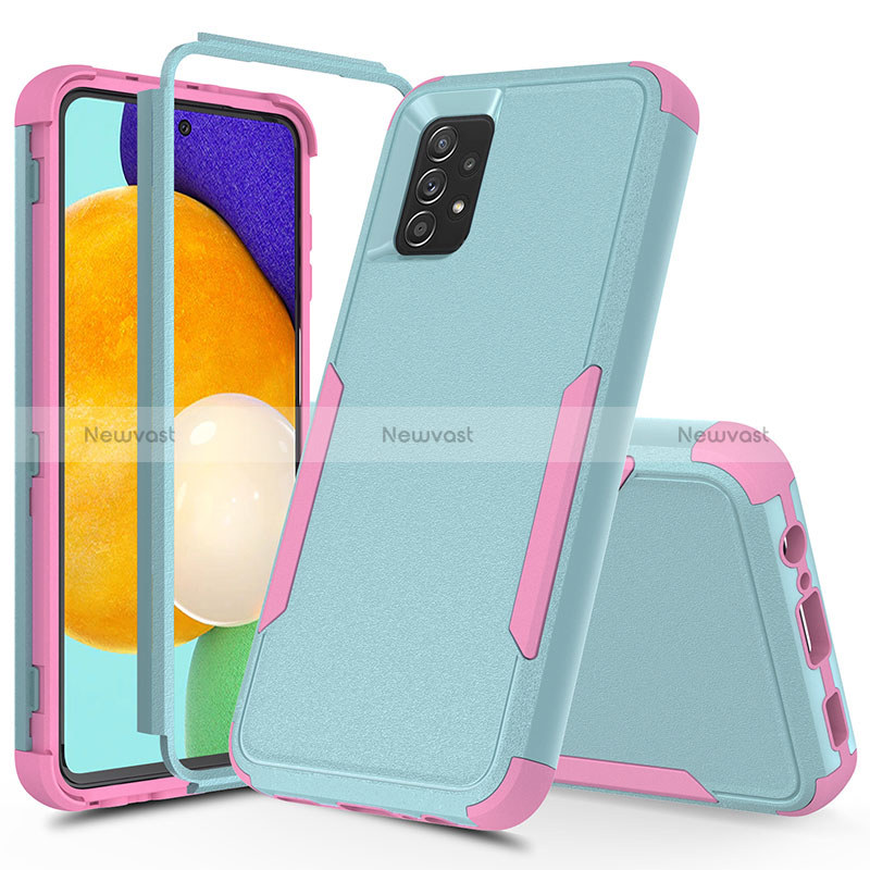 Silicone Matte Finish and Plastic Back Cover Case 360 Degrees MQ1 for Samsung Galaxy A52 5G Colorful