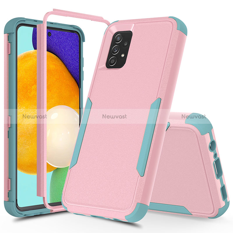 Silicone Matte Finish and Plastic Back Cover Case 360 Degrees MQ1 for Samsung Galaxy A52 5G Pink