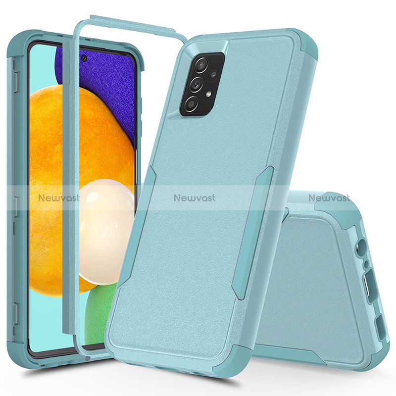 Silicone Matte Finish and Plastic Back Cover Case 360 Degrees MQ1 for Samsung Galaxy A52s 5G Mint Blue