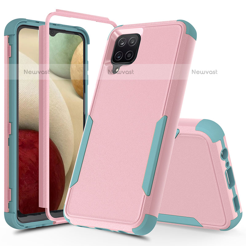 Silicone Matte Finish and Plastic Back Cover Case 360 Degrees MQ1 for Samsung Galaxy F12 Pink