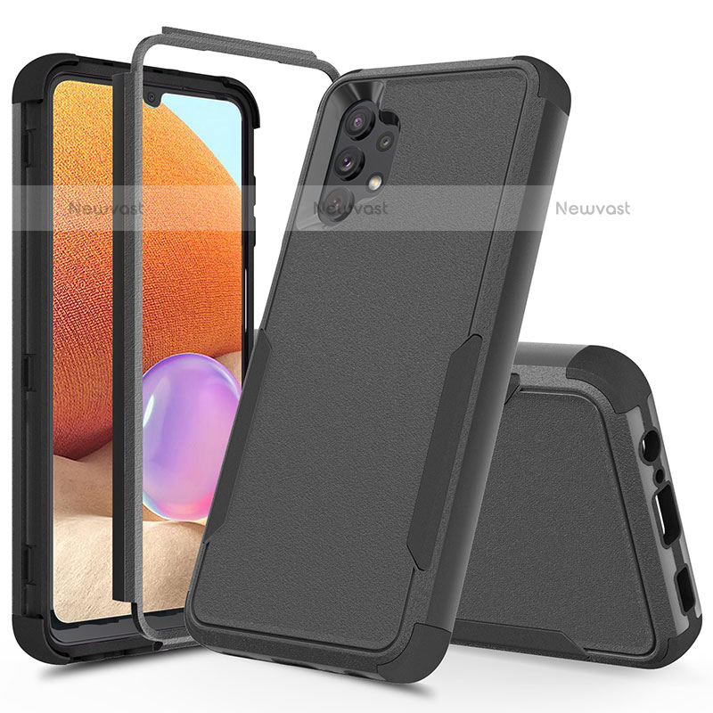 Silicone Matte Finish and Plastic Back Cover Case 360 Degrees MQ1 for Samsung Galaxy M32 5G Black