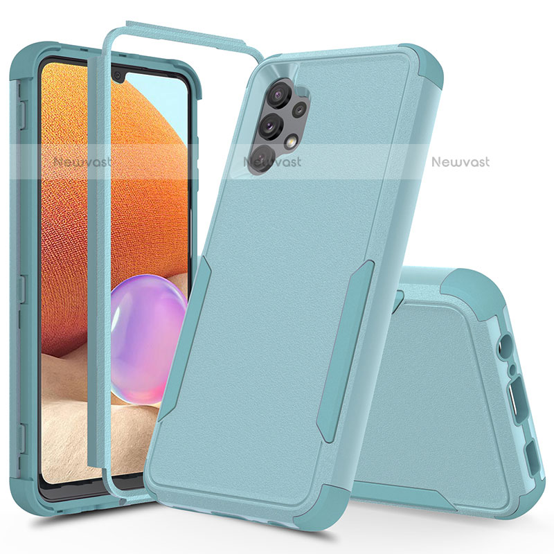 Silicone Matte Finish and Plastic Back Cover Case 360 Degrees MQ1 for Samsung Galaxy M32 5G Mint Blue