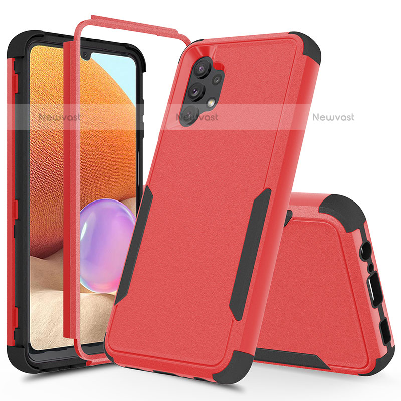 Silicone Matte Finish and Plastic Back Cover Case 360 Degrees MQ1 for Samsung Galaxy M32 5G Red