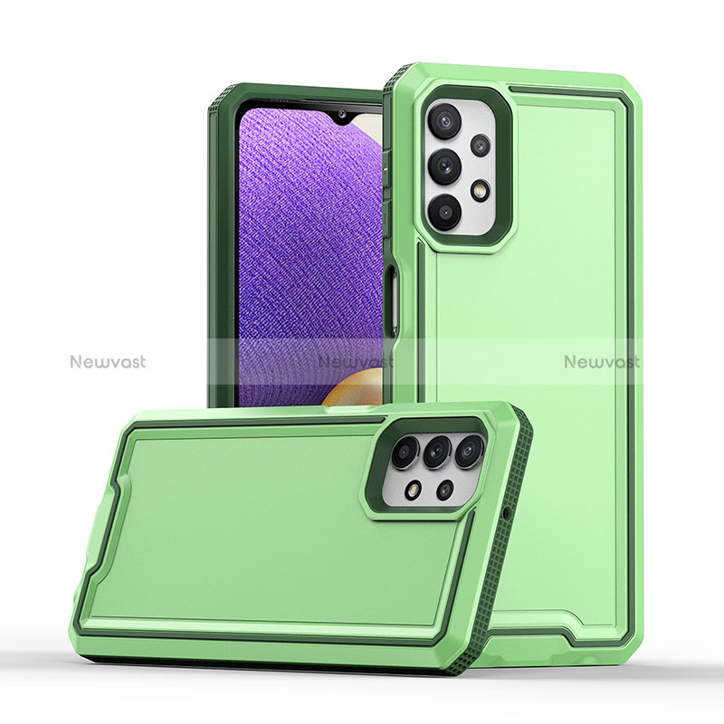 Silicone Matte Finish and Plastic Back Cover Case 360 Degrees Q01W for Samsung Galaxy A32 4G Green