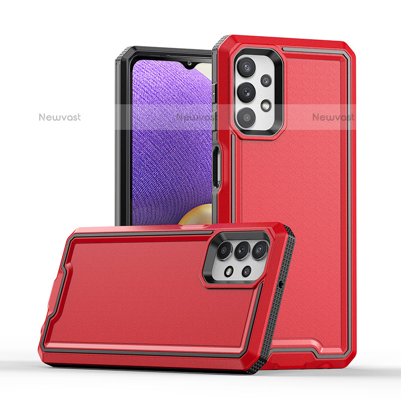 Silicone Matte Finish and Plastic Back Cover Case 360 Degrees Q01W for Samsung Galaxy M32 5G Red