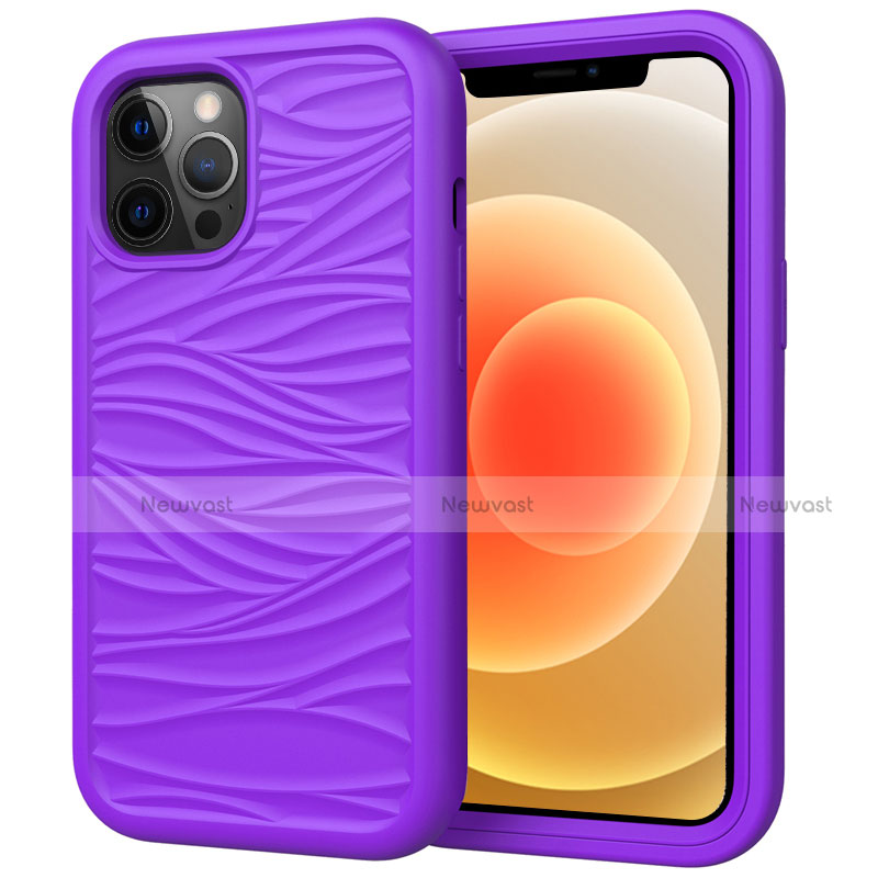 Silicone Matte Finish and Plastic Back Cover Case 360 Degrees R01 for Apple iPhone 12 Pro Max