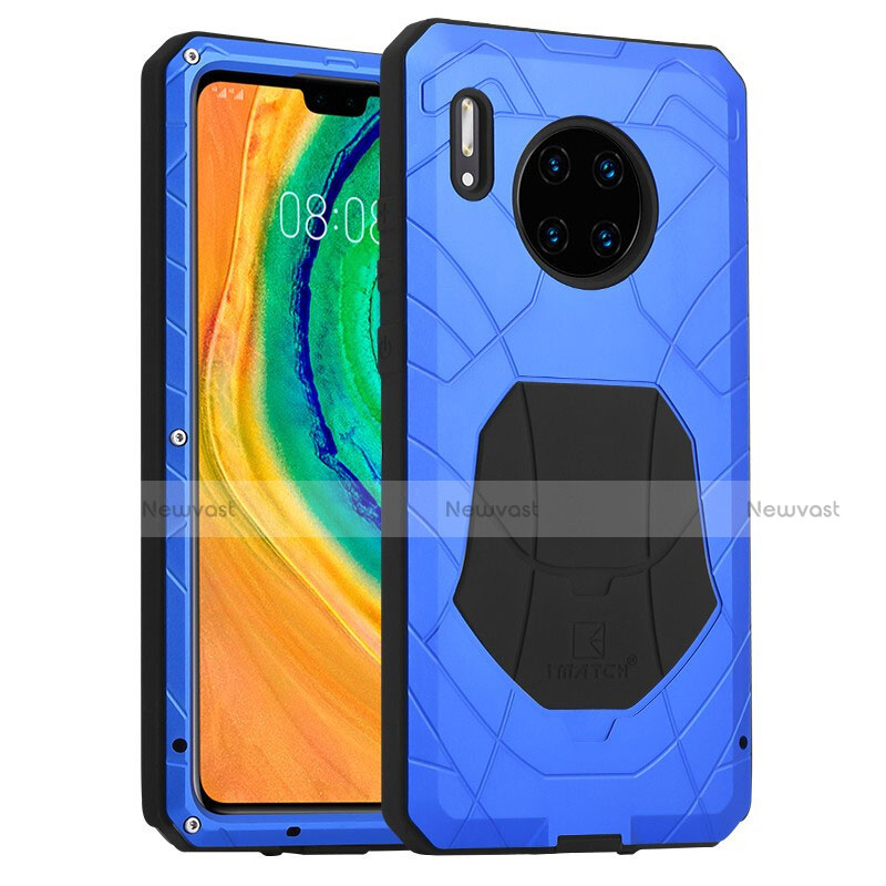 Silicone Matte Finish and Plastic Back Cover Case 360 Degrees R01 for Huawei Mate 30 Blue