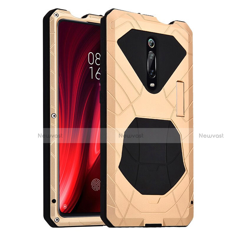 Silicone Matte Finish and Plastic Back Cover Case 360 Degrees R01 for Xiaomi Mi 9T Pro Gold