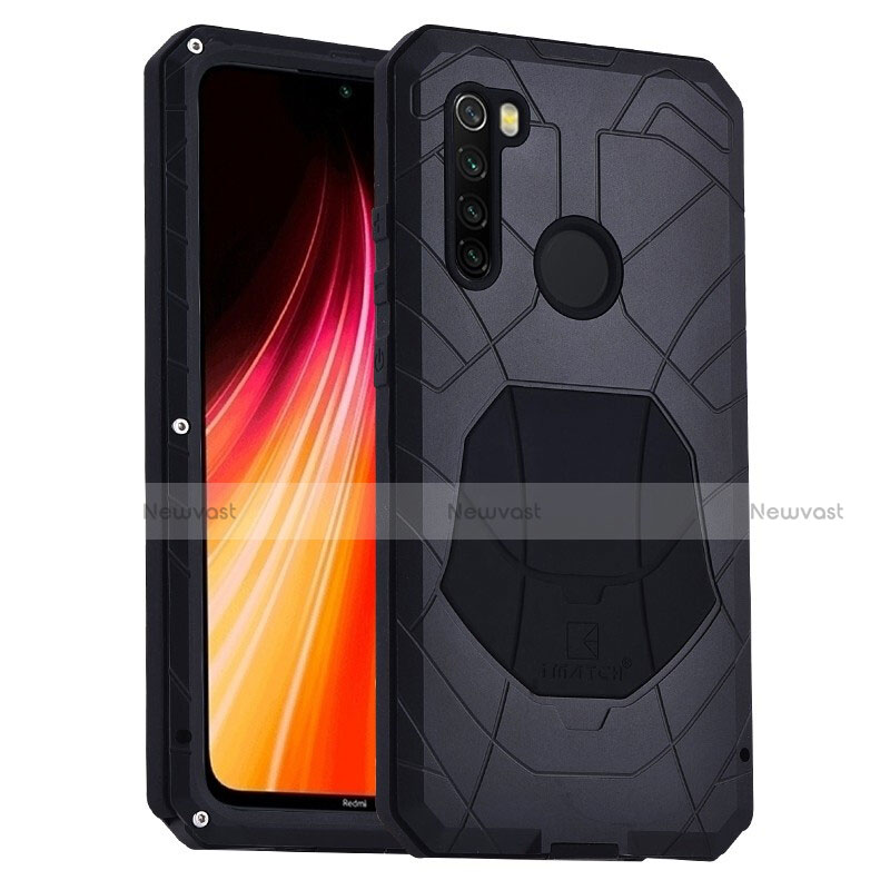 Silicone Matte Finish and Plastic Back Cover Case 360 Degrees R01 for Xiaomi Redmi Note 8 (2021) Black