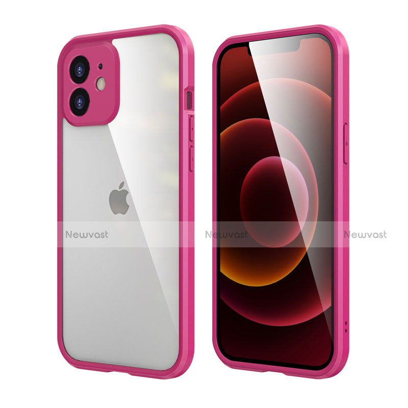 Silicone Matte Finish and Plastic Back Cover Case 360 Degrees R05 for Apple iPhone 12 Mini