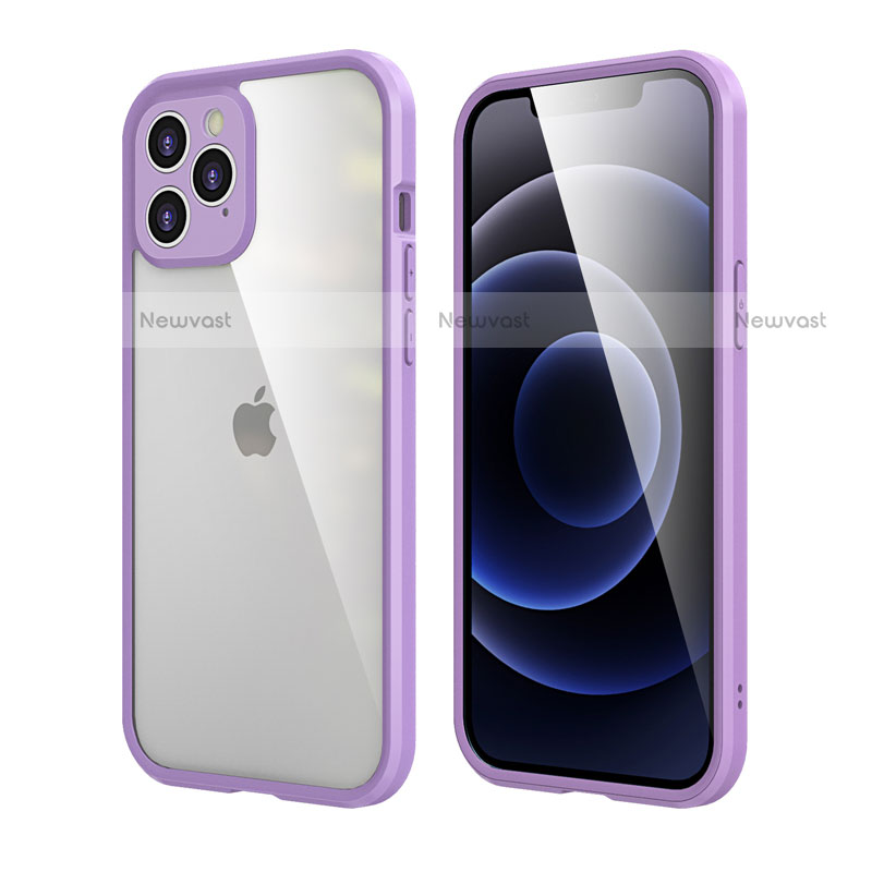 Silicone Matte Finish and Plastic Back Cover Case 360 Degrees R05 for Apple iPhone 12 Pro