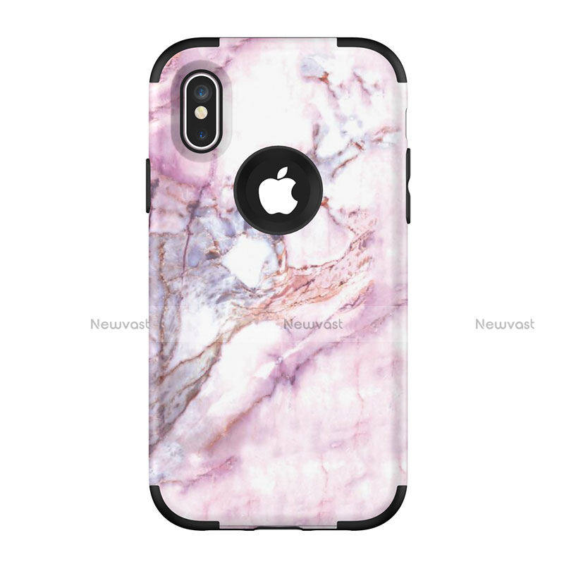 Silicone Matte Finish and Plastic Back Cover Case 360 Degrees U01 for Apple iPhone Xs