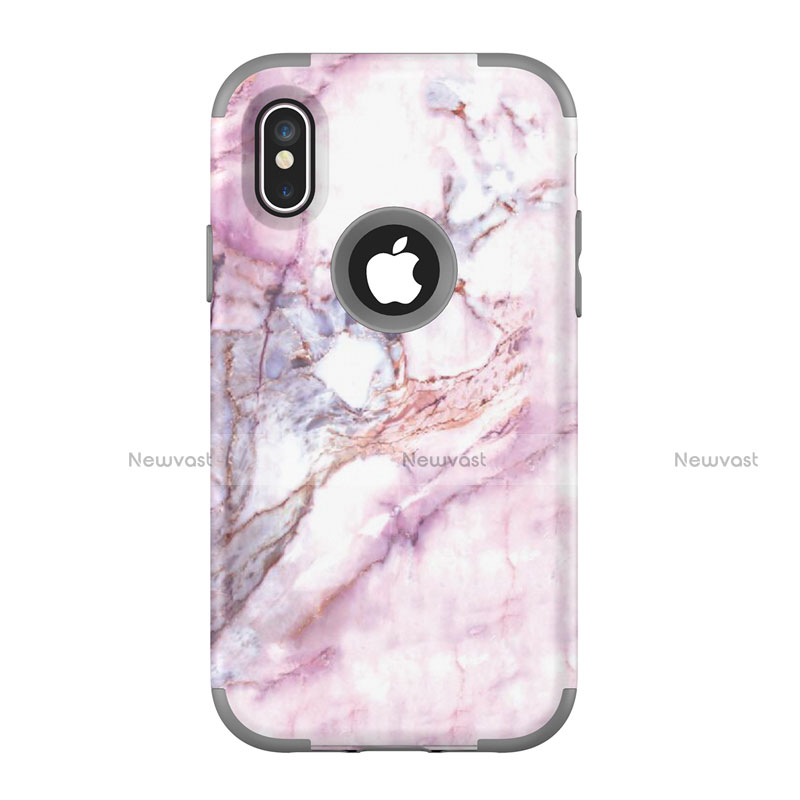 Silicone Matte Finish and Plastic Back Cover Case 360 Degrees U01 for Apple iPhone Xs Max