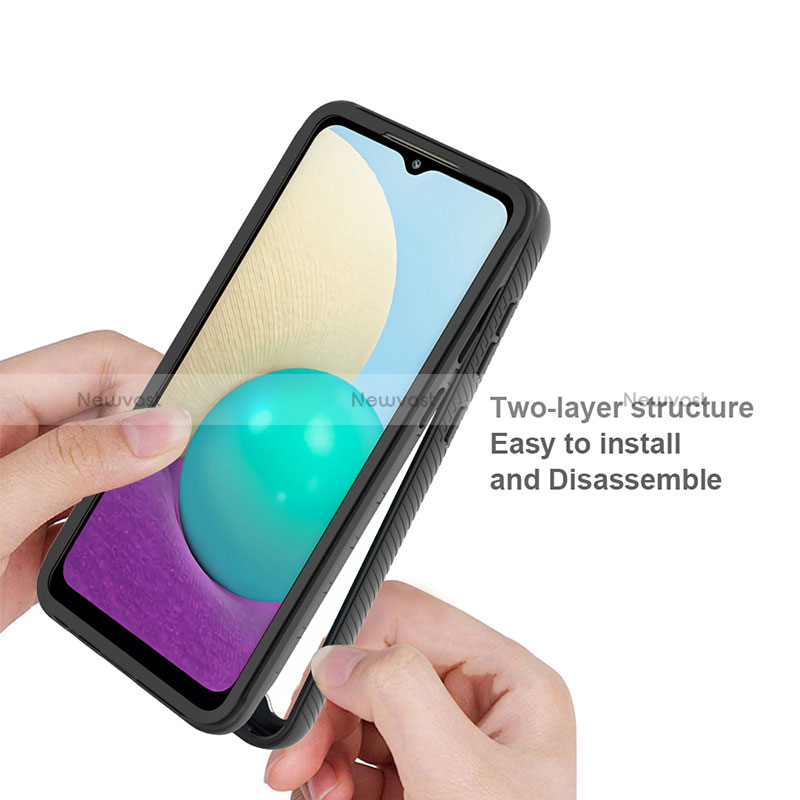 Silicone Matte Finish and Plastic Back Cover Case 360 Degrees U01 for Samsung Galaxy A02