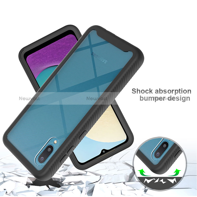 Silicone Matte Finish and Plastic Back Cover Case 360 Degrees U01 for Samsung Galaxy M02