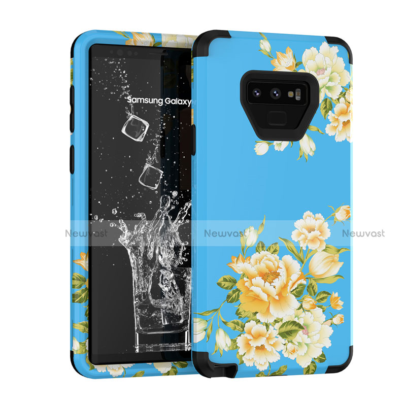 Silicone Matte Finish and Plastic Back Cover Case 360 Degrees U01 for Samsung Galaxy Note 9 Blue