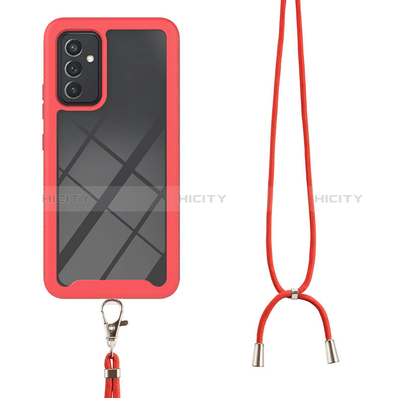 Silicone Matte Finish and Plastic Back Cover Case 360 Degrees with Lanyard Strap for Samsung Galaxy A05s