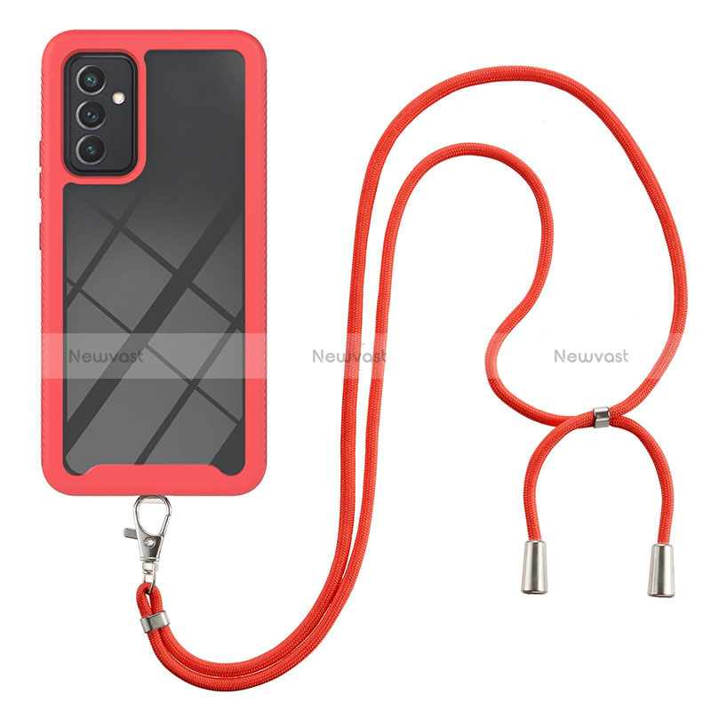 Silicone Matte Finish and Plastic Back Cover Case 360 Degrees with Lanyard Strap for Samsung Galaxy A15 5G