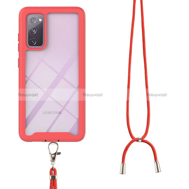 Silicone Matte Finish and Plastic Back Cover Case 360 Degrees with Lanyard Strap for Samsung Galaxy S20 FE 4G