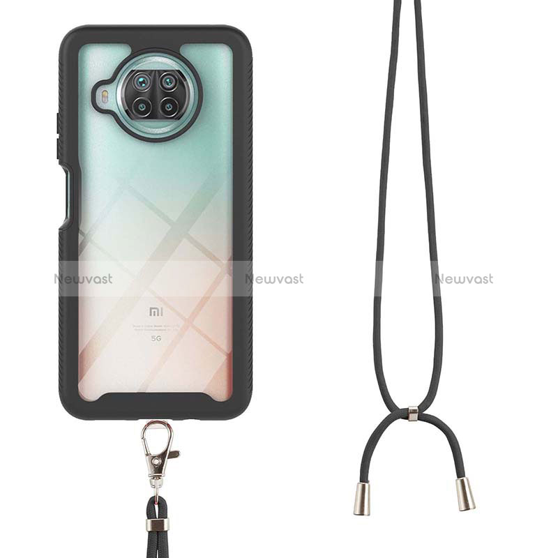 Silicone Matte Finish and Plastic Back Cover Case 360 Degrees with Lanyard Strap for Xiaomi Mi 10i 5G