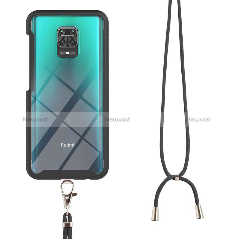 Silicone Matte Finish and Plastic Back Cover Case 360 Degrees with Lanyard Strap for Xiaomi Poco M2 Pro