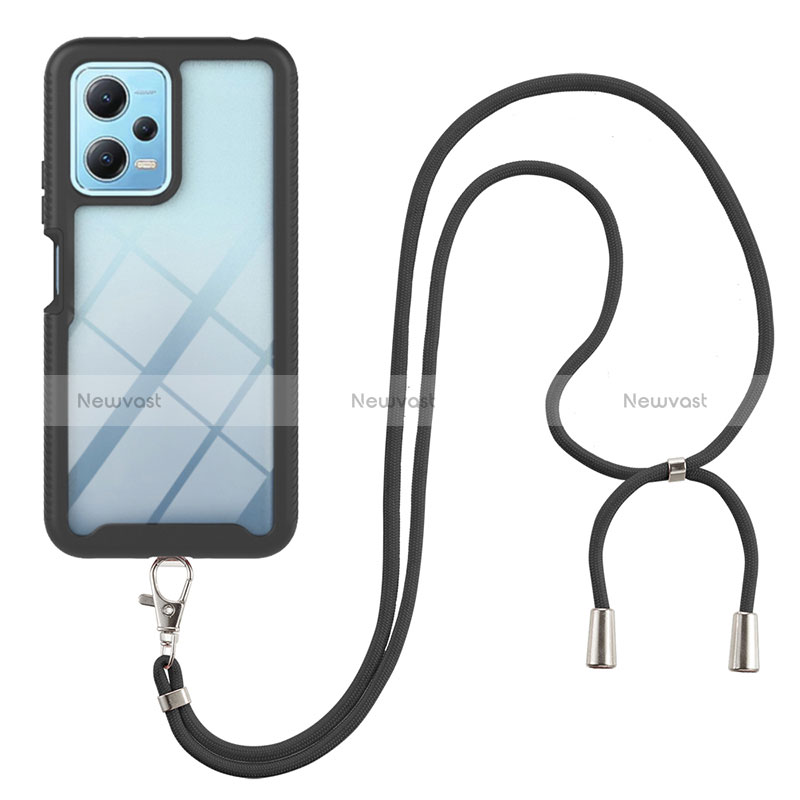 Silicone Matte Finish and Plastic Back Cover Case 360 Degrees with Lanyard Strap for Xiaomi Poco X5 5G