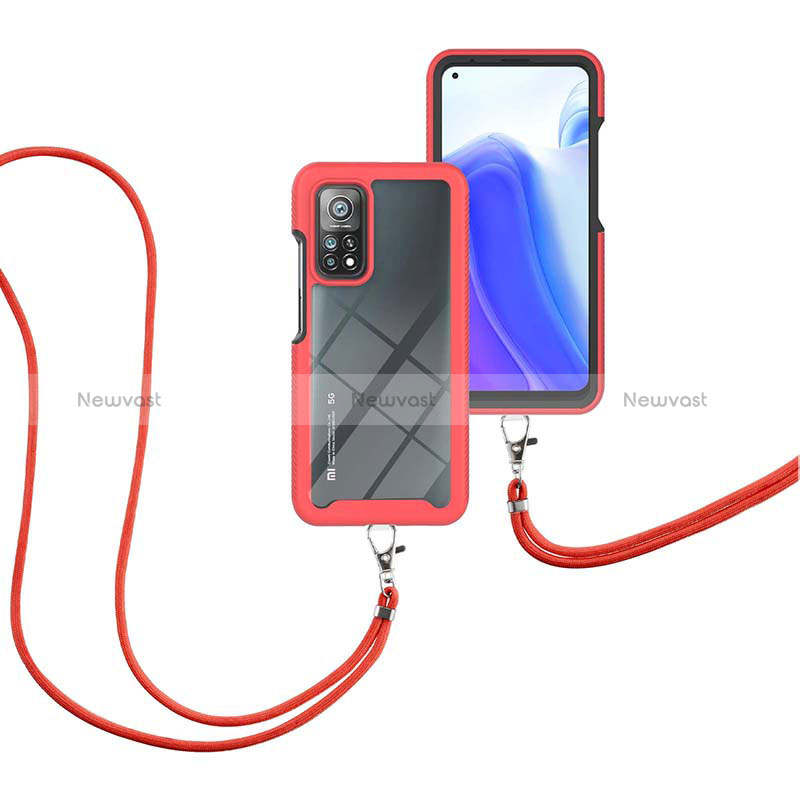 Silicone Matte Finish and Plastic Back Cover Case 360 Degrees with Lanyard Strap for Xiaomi Redmi K30S 5G