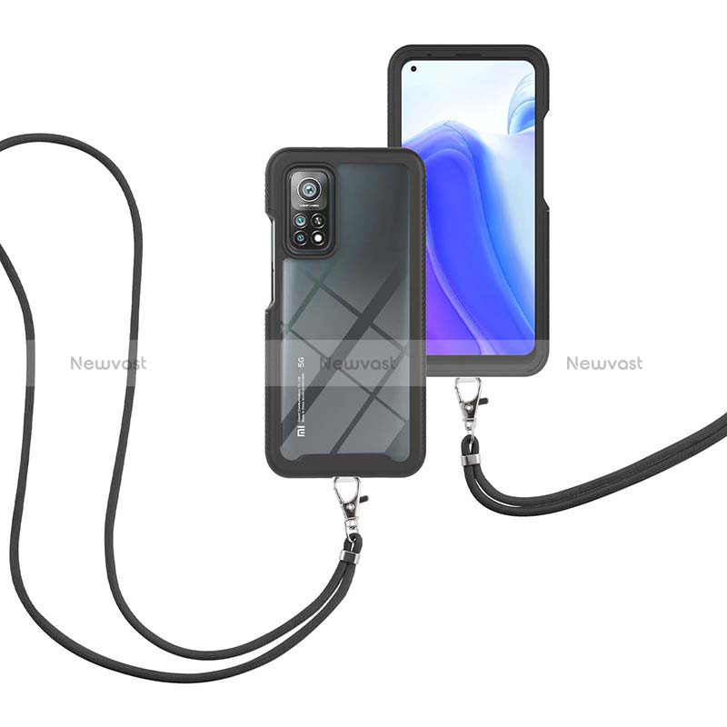 Silicone Matte Finish and Plastic Back Cover Case 360 Degrees with Lanyard Strap for Xiaomi Redmi K30S 5G