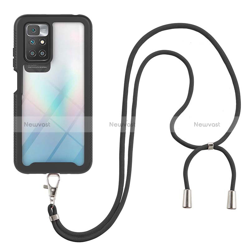 Silicone Matte Finish and Plastic Back Cover Case 360 Degrees with Lanyard Strap for Xiaomi Redmi Note 11 4G (2021)