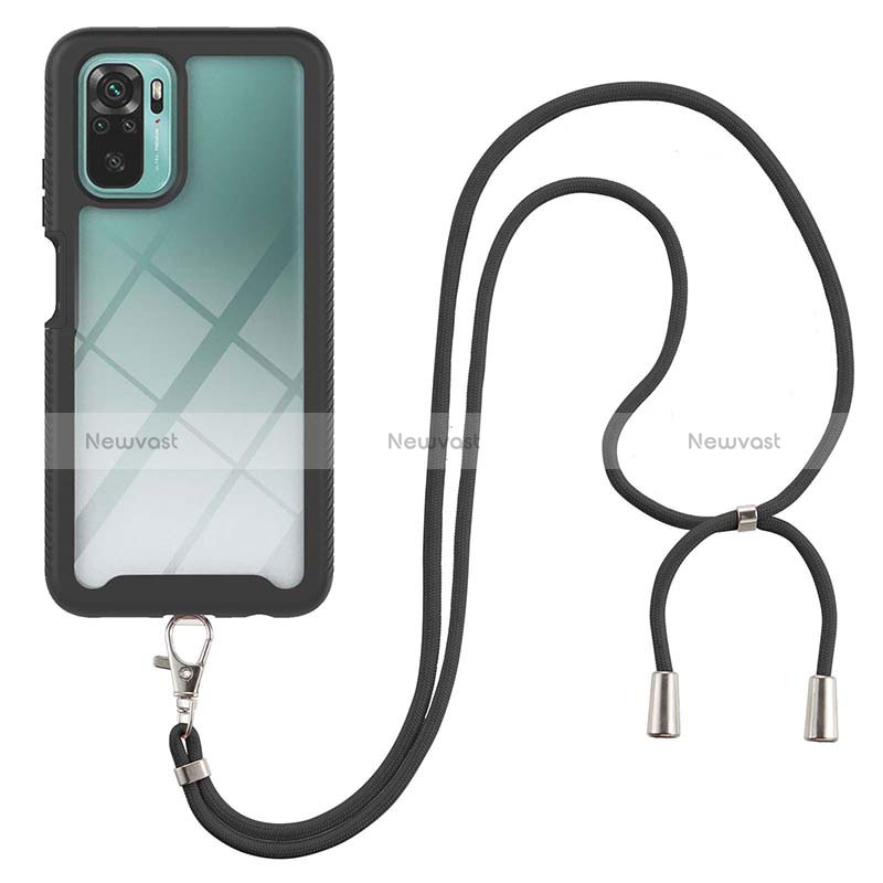 Silicone Matte Finish and Plastic Back Cover Case 360 Degrees with Lanyard Strap for Xiaomi Redmi Note 11 SE India 4G