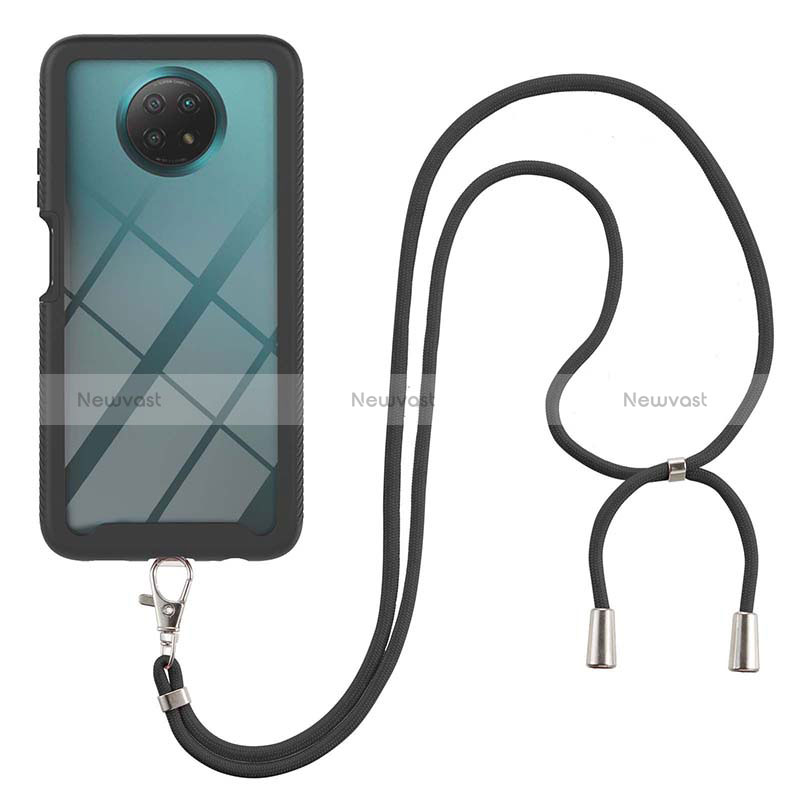 Silicone Matte Finish and Plastic Back Cover Case 360 Degrees with Lanyard Strap for Xiaomi Redmi Note 9 5G