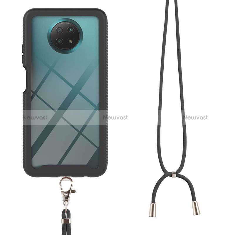 Silicone Matte Finish and Plastic Back Cover Case 360 Degrees with Lanyard Strap for Xiaomi Redmi Note 9 5G