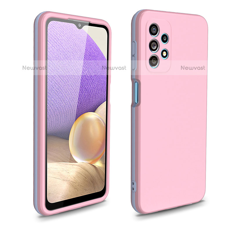 Silicone Matte Finish and Plastic Back Cover Case 360 Degrees WL1 for Samsung Galaxy M32 5G Rose Gold