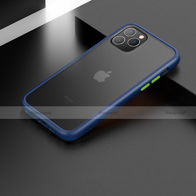 Silicone Matte Finish and Plastic Back Cover Case for Apple iPhone 11 Pro Blue