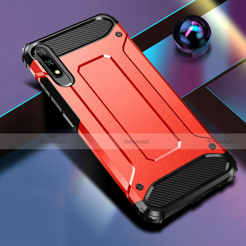 Silicone Matte Finish and Plastic Back Cover Case for Huawei Y9 Prime (2019) Red