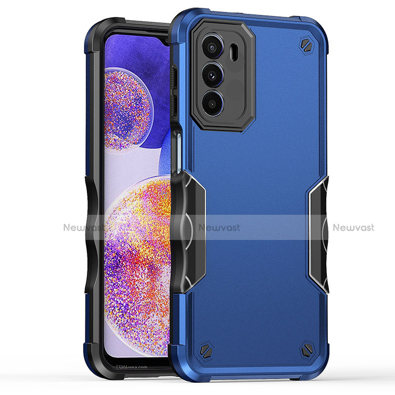 Silicone Matte Finish and Plastic Back Cover Case for Motorola Moto G71s 5G Blue