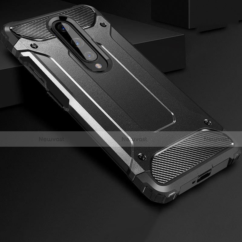 Silicone Matte Finish and Plastic Back Cover Case for OnePlus 8 Black