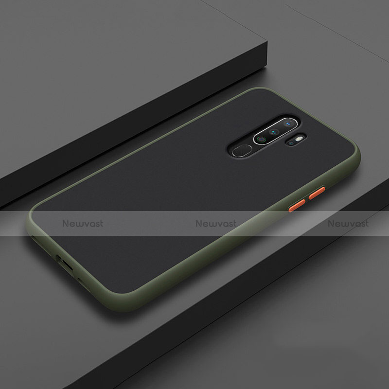 Silicone Matte Finish and Plastic Back Cover Case for Oppo A11 Green