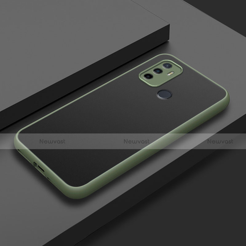 Silicone Matte Finish and Plastic Back Cover Case for Oppo A32 Army green