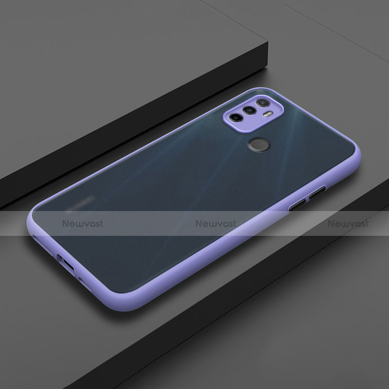 Silicone Matte Finish and Plastic Back Cover Case for Oppo A32 Purple