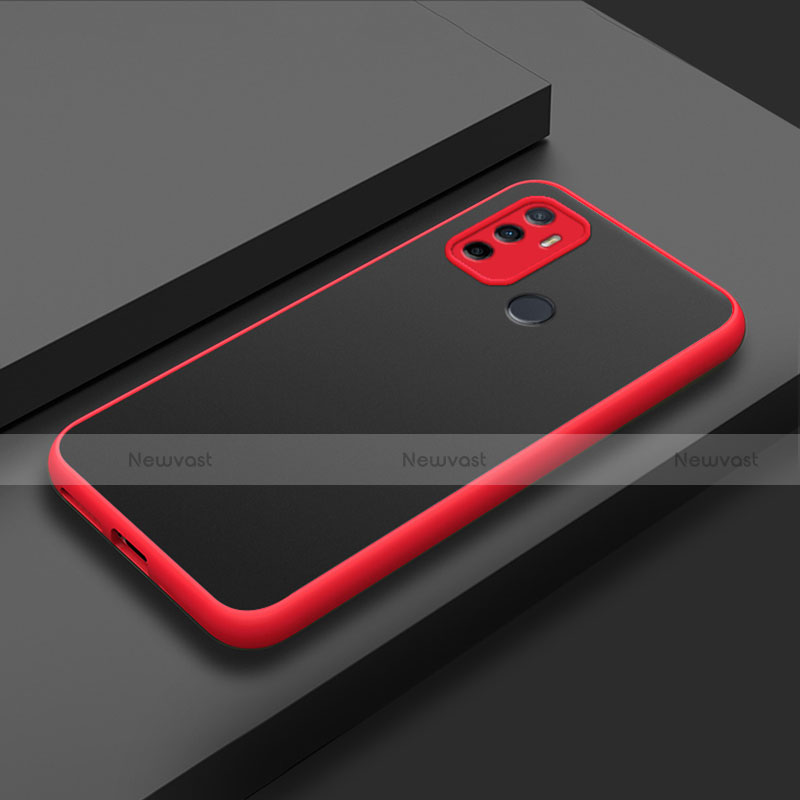 Silicone Matte Finish and Plastic Back Cover Case for Oppo A32 Red