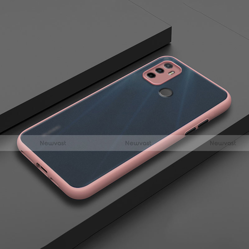 Silicone Matte Finish and Plastic Back Cover Case for Oppo A53 Pink